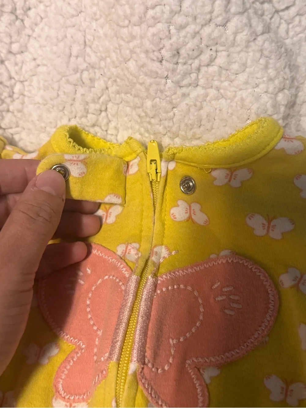 Carter's Yellow Footed One-Piece with Pink Butterfly
